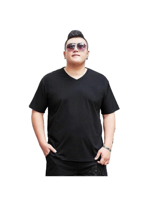 Férfi póló, pamut, vízálló, V-nyakú, fekete