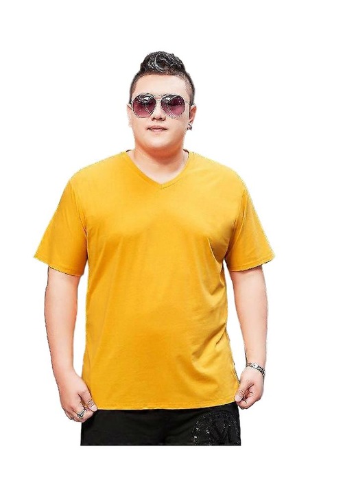 Férfi póló, pamut, vízálló, V-nyakú, sárga