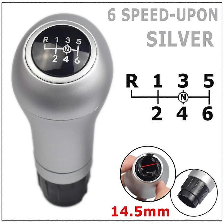 Manere schimbator de viteze set, pentru Mercedes Benz W203 S203 CL203, 6 viteze, negru/silver, material ABS + piele, diametru montare 8mm