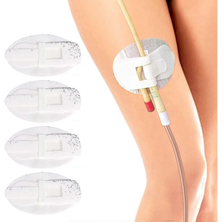 Set 10 suporturi pentru cateter, dispozitiv de stabilizare, material respirabil, adeziv medical hipoalergenic