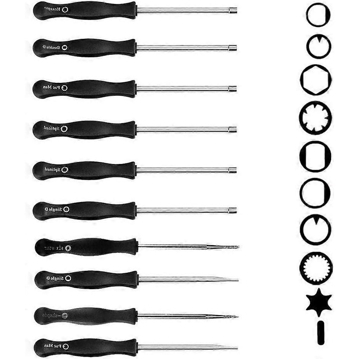 Karburátor beállító csavarhúzó készlet, 7 darabos, ötvözött acél, kopásálló