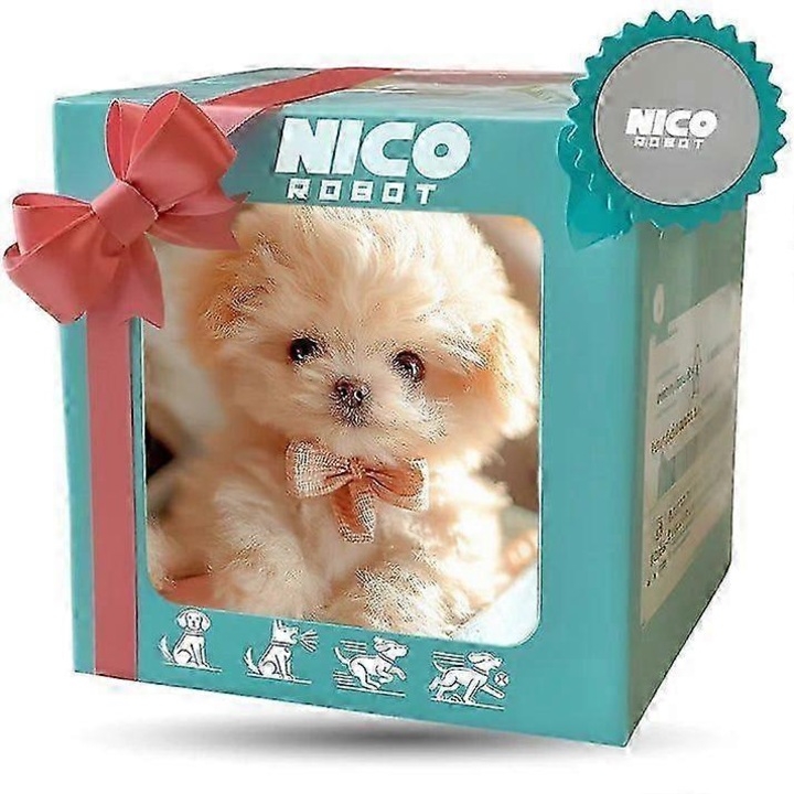 Puppy robot interactiv Nico, jucarie din plus, alb, dimensiune compacta