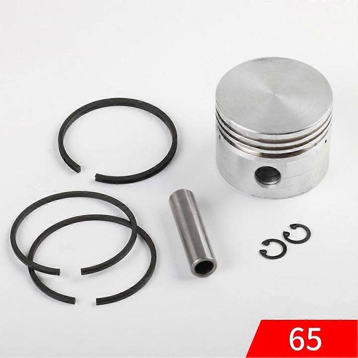 Set piston compresor aer 65mm metal argintiu negru 7 piese