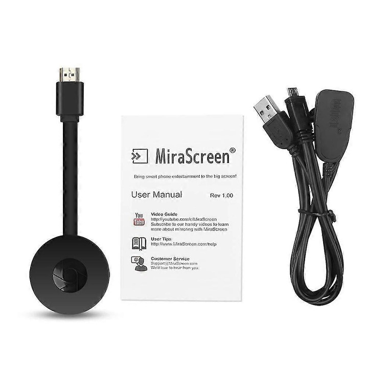 Receptor HDMI wireless 1080p, Miracast AirPlay, negru, 10m, 600MHz, 128MB RAM