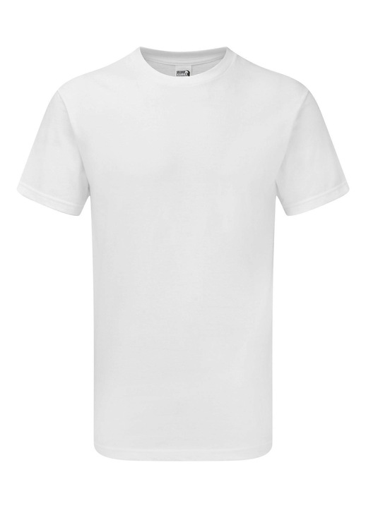 Férfi póló, Gildan, pamut, bordázott nyakkivágás, fehér