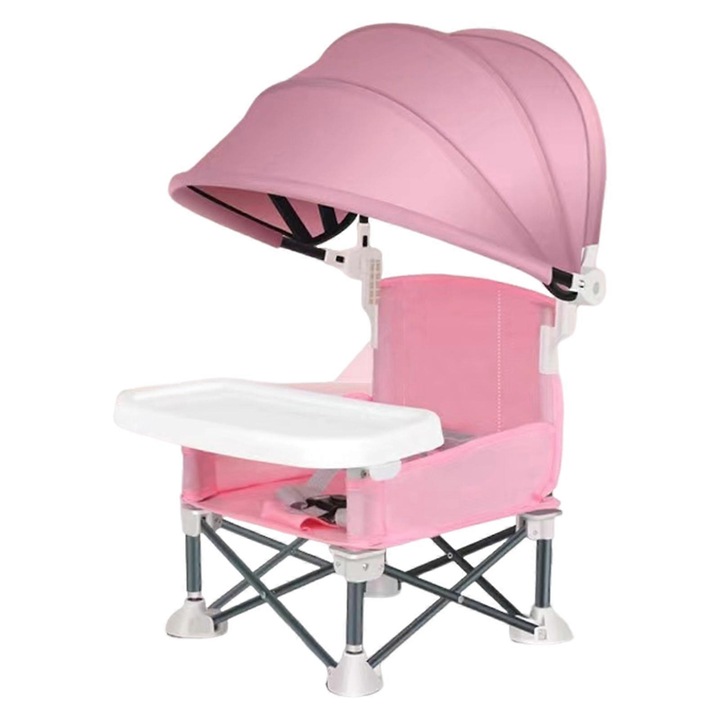 Scaun pentru copii, 3 puncte de prindere, material rezistent, gri, 31x31x37cm, cu geanta de depozitare