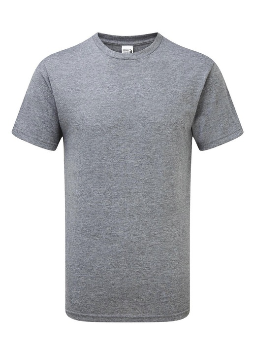Férfi póló, Gildan, pamut, bordázott nyakkivágás, szürke