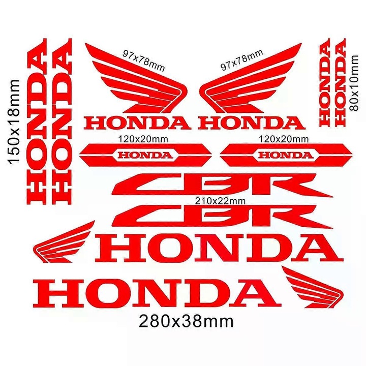 Set autocolante Honda CBR HRC pentru motocicleta, rosu