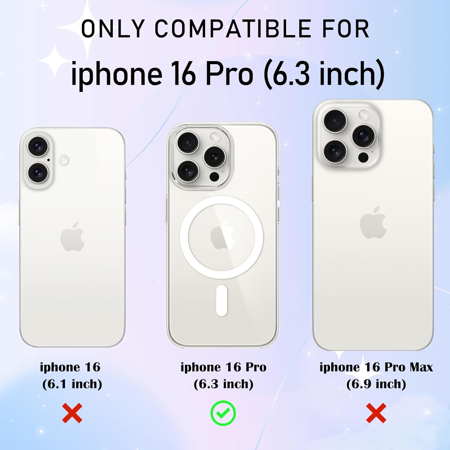 Carcasa telefon magnetica TPU, transparent, 6.3 inch, pentru iPhone 16 Pro