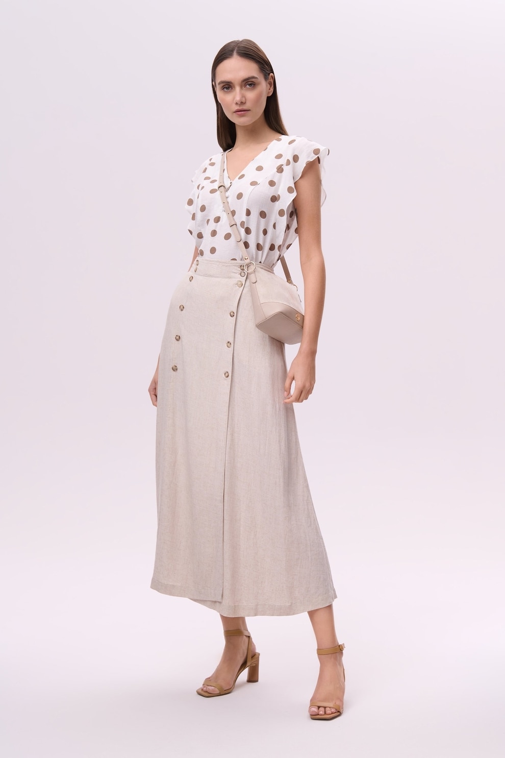 GreenPoint, Fusta petrecuta din amestec de in, Crem, 44