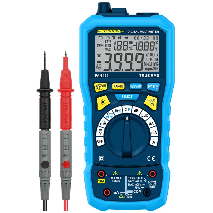 PANCONTROL PAN 185, Multimetru Multifunctional 5-in-1, True RMS, Sonometru, Luxmetru, Higrometru si Termometru