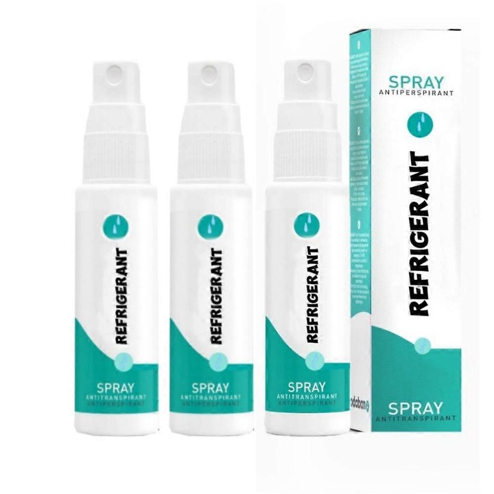 Spray antiperspirant 30ml, control excesiv al transpiratiei, pentru maini si picioare, set 3 bucati