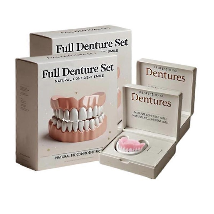 Set 2 proteze dentare din silicon, dinti superiori si inferiori, 6x1.9cm, 5.7x2cm