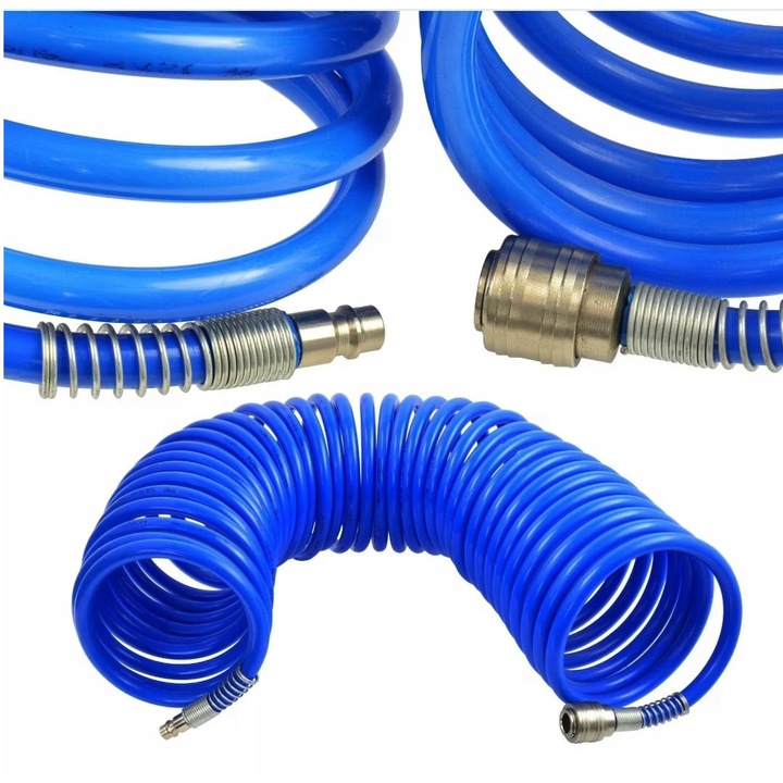 Furtun compresor aer comprimat, spiralat, 15 m, 5x8 mm, 10 bari