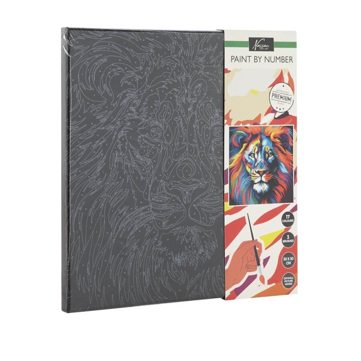 Set pictura pe numere 30x30 cm panza neagra Leu