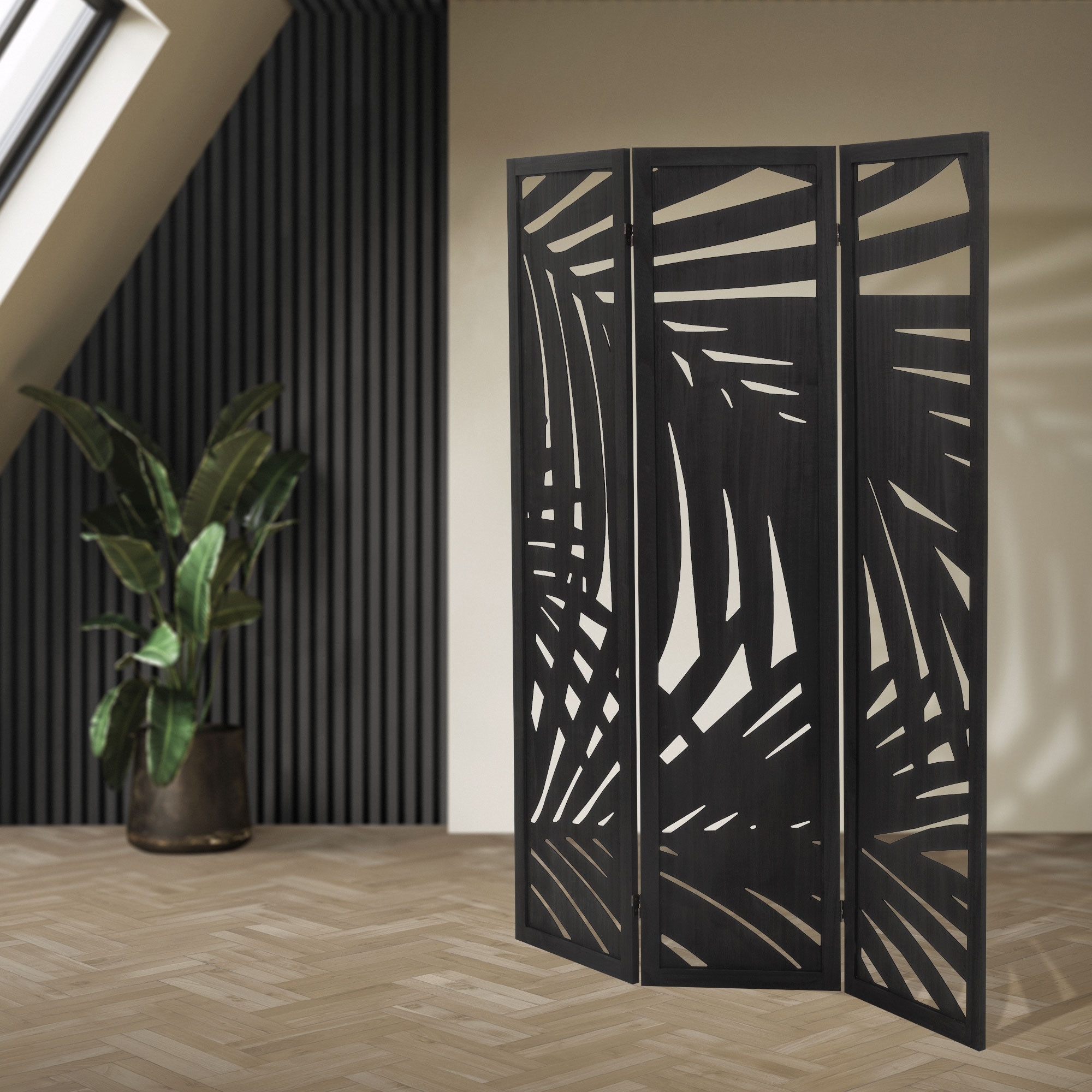 Paravan decorativ de camera ML-Design, model Sapporo, 3 panouri ...
