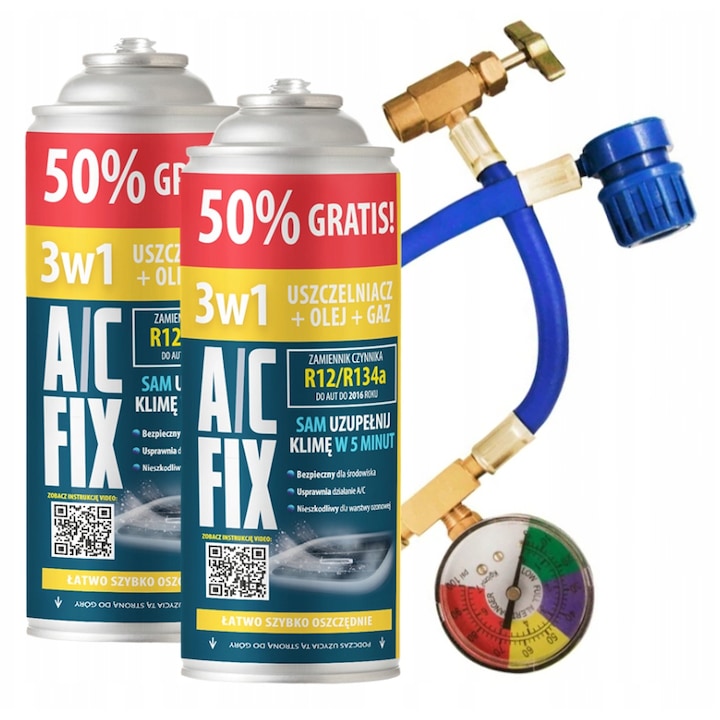 Set 2x Sigilant+ Gaz+ UleiA/C FIX R134A 3in1 + Furtun– Doza Mare 235g