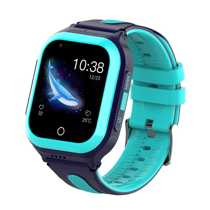 Smartwatch Copii Junior Gadget Safe Watch Explorer cu GPS, TripleSafe™, 1.4inch, Telefon, WhatsApp, Camera, Protectie la apa, Neon Blue