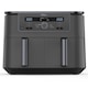 Friteuza cu aer cald Ninja Airfryer Foodi Pro DualZone DZ400EU, 2470W, 9.5L, 6 functii de gatit, 2 cosuri de 4.75L, functie Max Crisp, functie deshidratare, panou digital, temperatura maxima 240 grade, cosuri si placi cu invelis ceramic, gri