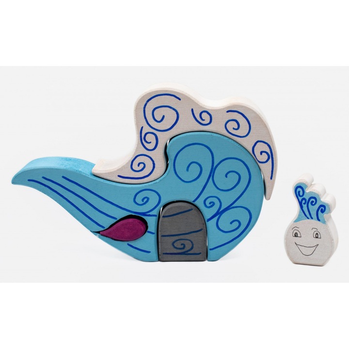 Kézzel készített interaktív játékkészlet, Air House, 5 darabos, fa, 14x15x4 cm