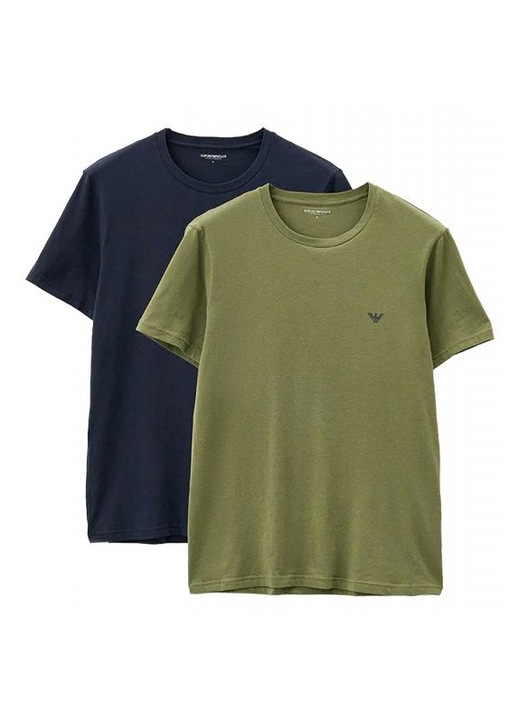 Set 2 tricouri barbati, Emporio Armani, bumbac elastic, albastru/kaki, L INTL