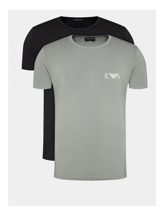 Set 2 tricouri barbati Emporio Armani, guler rotund, negru-gri, XL INTL