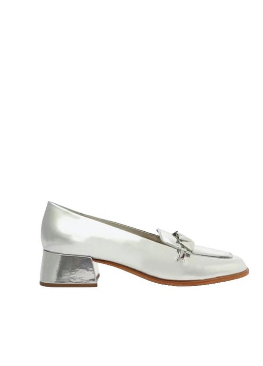 Mocasini dama Schutz, argintiu, piele, toc 4,5 cm, 39 EU