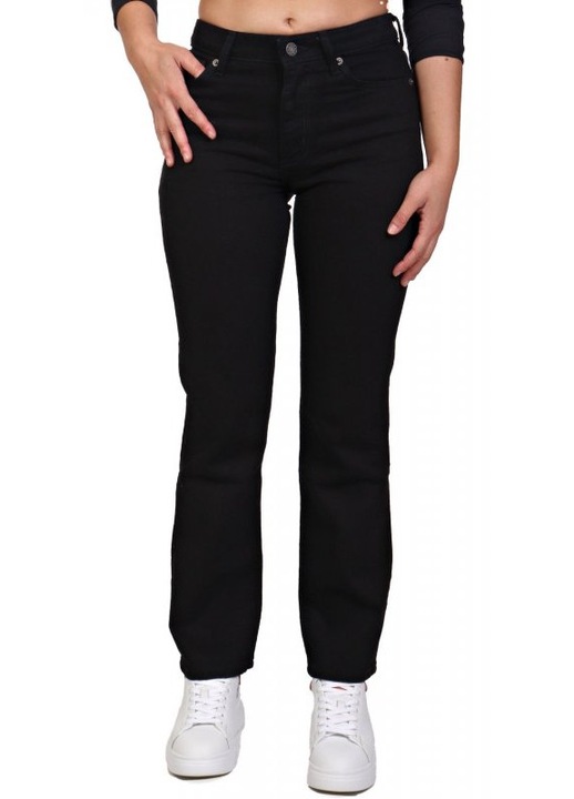 dama, GUESS JEANS, drept, cinci buzunare, negru, bumbac
