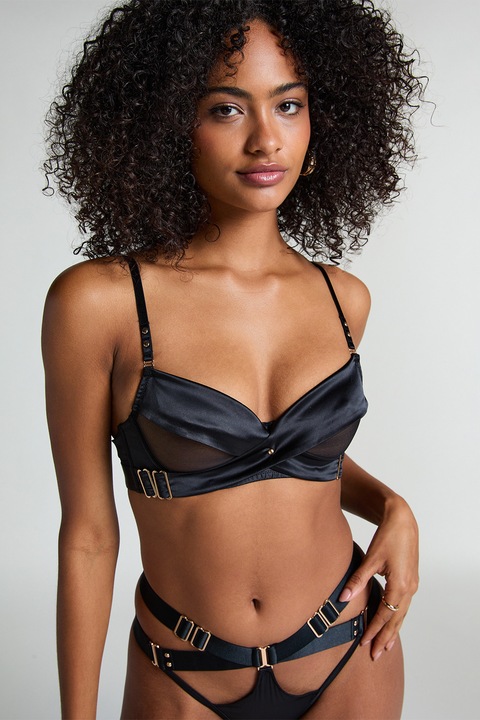 Hunkemoller, Сутиен с банели и сатинирани детайли, Черен