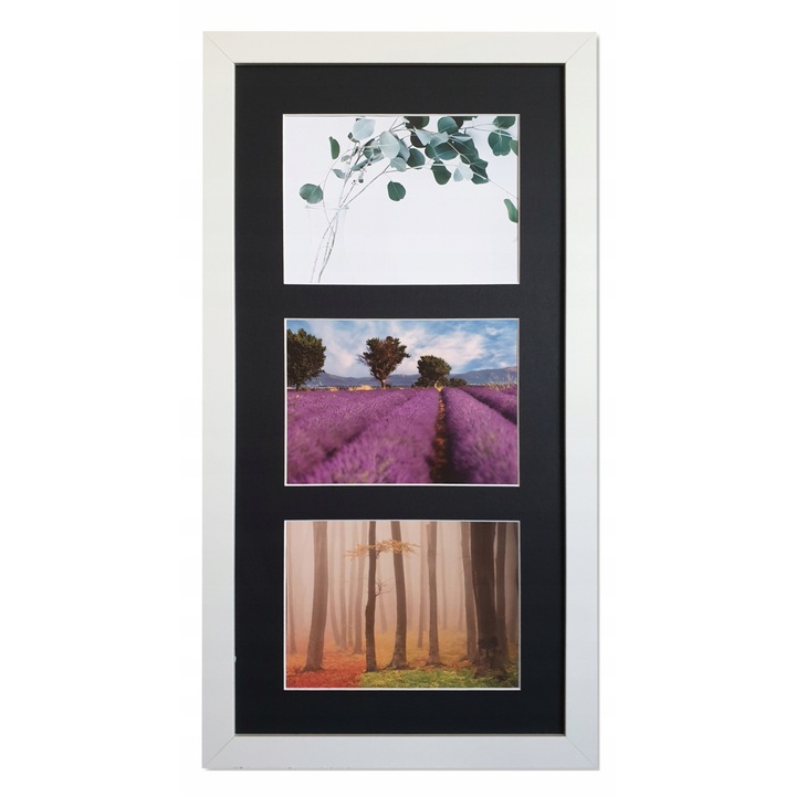Rama foto galeria pentru 3 fotografii 15x21cm, Fotkom, alb, set colaj