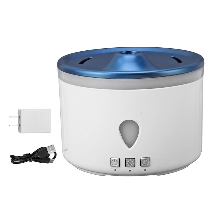Umidificator USB Jormftte, design compact, lumini ambientale colorate, alb