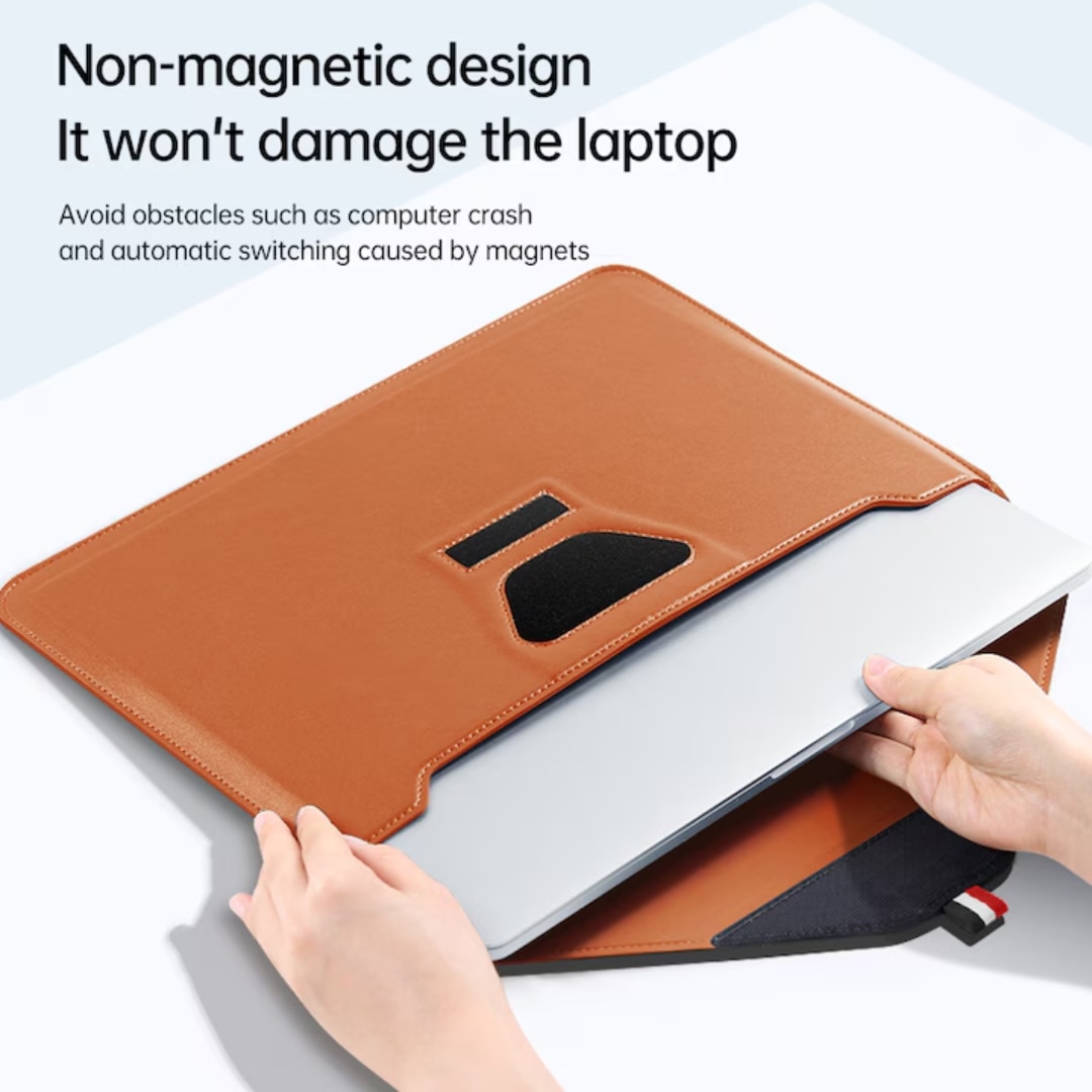 Husa Ultra-Subtire pentru Laptop 13/14 inch din Piele ecologica, cu Stand Laptop, Roz