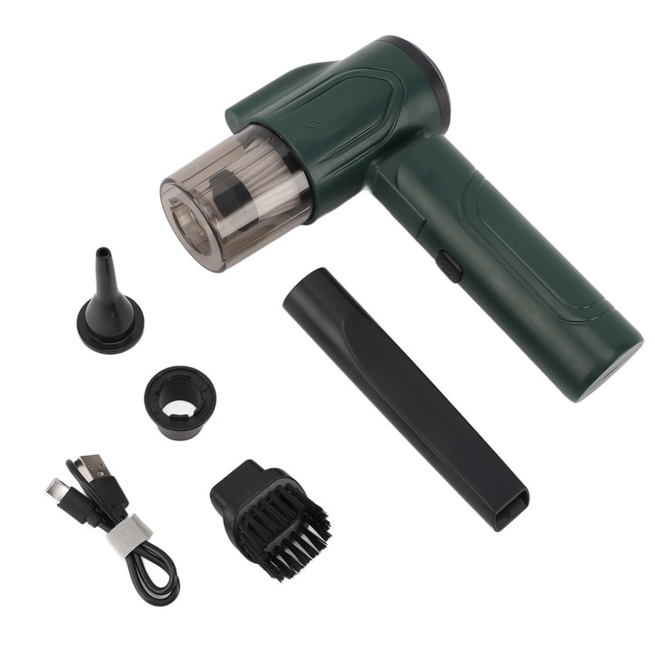 Aspirator auto Jormftte portabil, putere 120W, acumulator 2400mAh, fara fir, gri-alb
