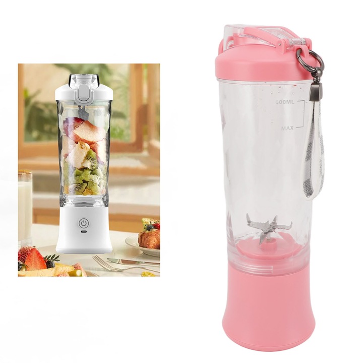 Storcator de fructe portabil Jormftte, USB, 400mL, plastic, pentru acasa si birou