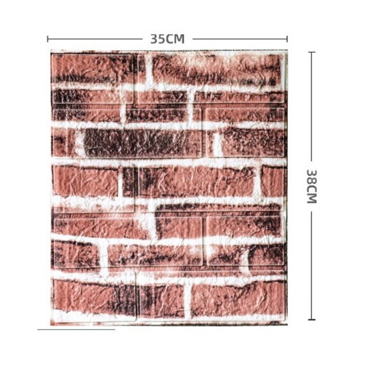 Set 10 Placi Tapet 3D toolsy, 35 x 38 cm, 3 mm, 1.33 mp, Tip "Caramida rosie"
