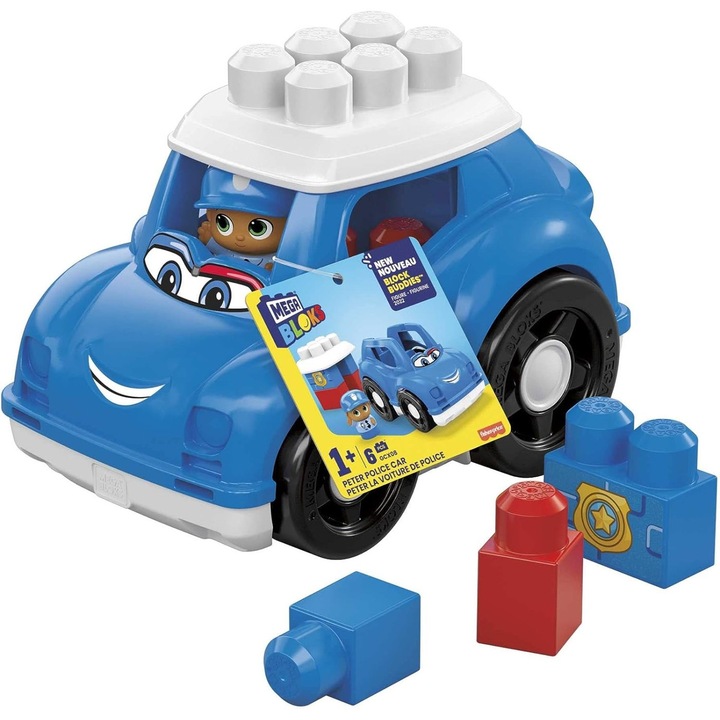Vehicul interactiv pentru copii, Mega Bloks, set constructor, 3 ani, alb-verde