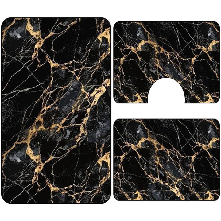 Комплект от 3 многоцветни противоплъзгащи постелки за баня, 60x90 см, CBA107