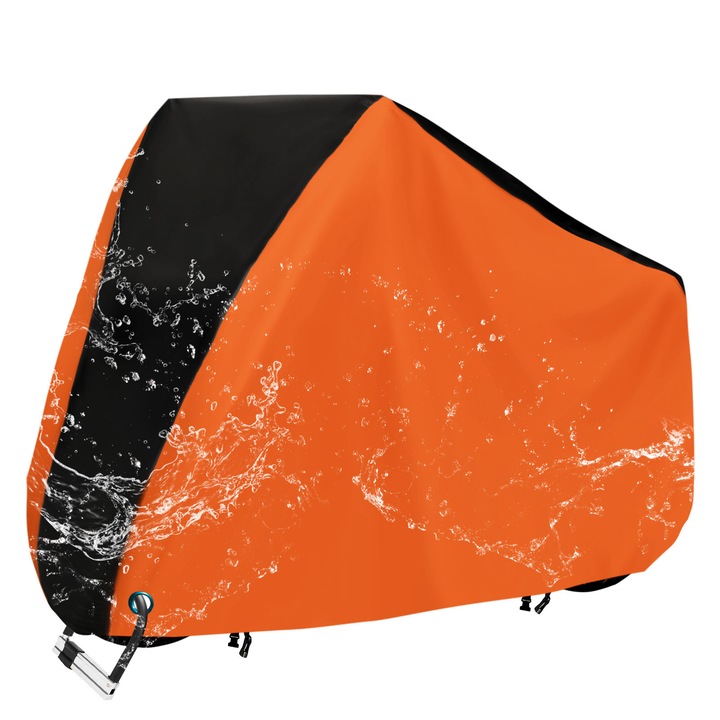 Husa Motocicleta CooTooLa, Oxford impermeabila, protectie soare, vant, 200x70x110cm, portocaliu/negru