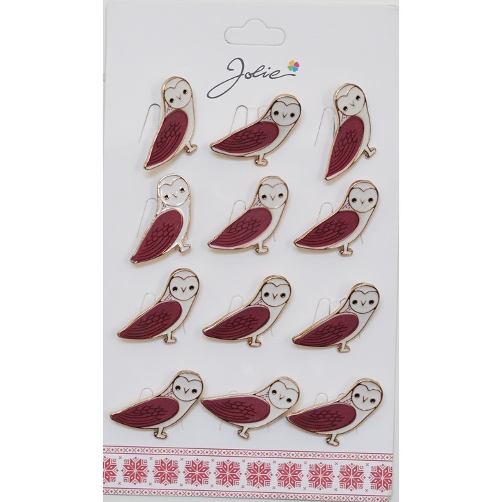 Set 12 Broșe Mărțișor pentru Copii Bufniță Aurie