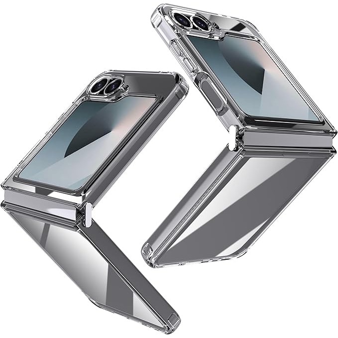 Husa Transparenta Compatibila cu Samsung Galaxy Z Flip 6, Ultra Subtire, Rigida, Margini Antisoc, Conector Metalic, Clear