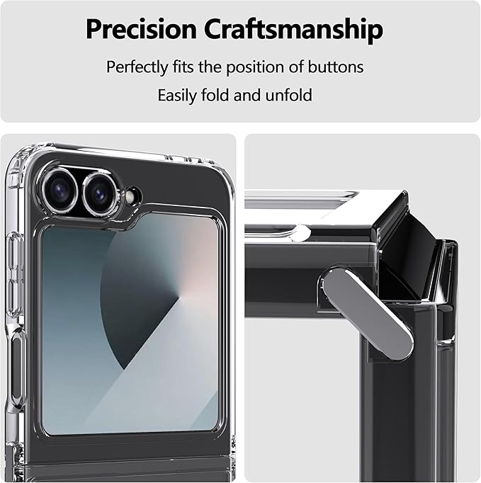 Husa Transparenta Compatibila cu Samsung Galaxy Z Flip 6, Ultra Subtire, Rigida, Margini Antisoc, Conector Metalic, Clear