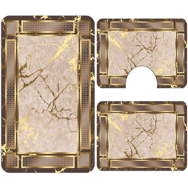 Set 3 Covoare baie antiderapante multicolor, 60x90 cm, CBA110