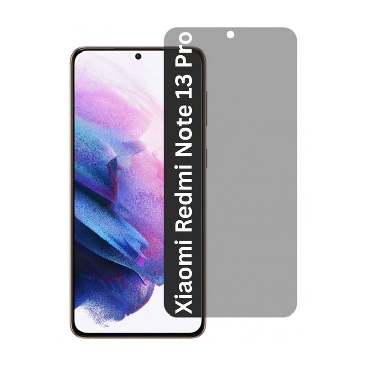 Folie pentru Xiaomi Redmi Note 13 Pro 4G / Poco M6 Pro 4G, Anti-spy Ultra HD, Protectie 9H, Montare Simpla, 111D, Privacy, set cu sticker