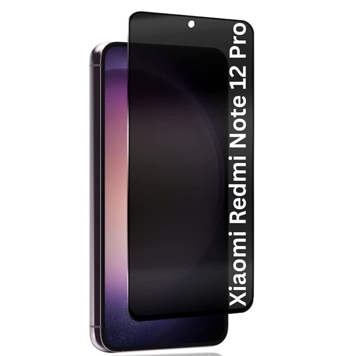 Folie pentru Xiaomi Redmi Note 12 Pro 5G / Poco X5 Pro / Redmi Note 12 Pro+, Anti-spy Ultra HD, Protectie 9H, Montare Simpla, 111D, Privacy, set cu sticker