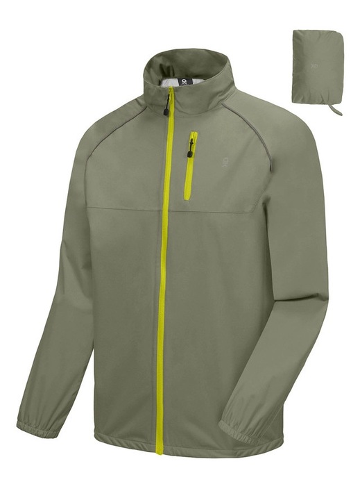 Könnyű, légáteresztő, vízálló, zöld kabát kültéri tevékenységekhez, 2XL