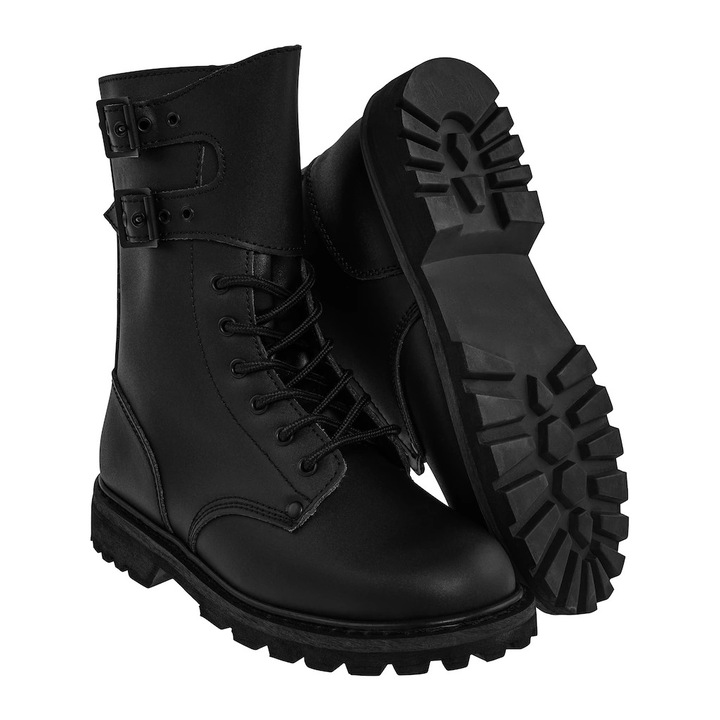 Ghete tactice MIL-TEC, piele naturala, negre, inaltime mare, talpa ergonomica, 37 EU