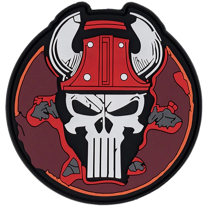 Pachet Morale Patch 101 Inc. Punish Skull Bull, PVC, 8,5x8cm
