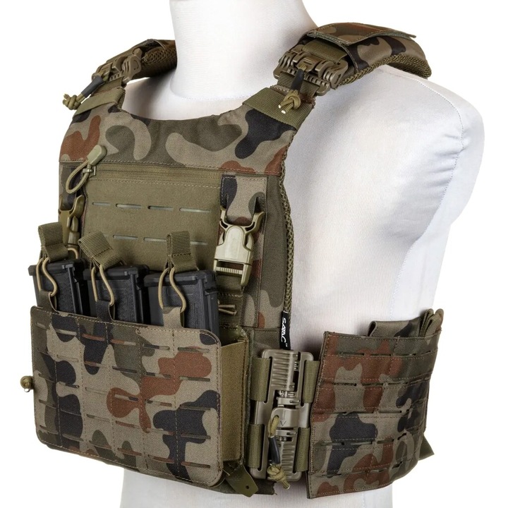 Vesta tactica Specna Arms, QR Tactical Plate Carrier, camuflaj Wz.93 Panther Lesna, material Corund 500D, sistem MOLLE/PALS, M INTL