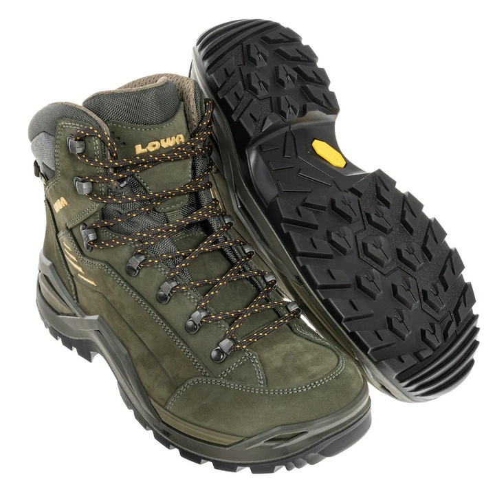Ghete trekking Lowa Renegade EVO GTX MID, impermeabile, stabilitate, verde masliniu, piele nabuc
