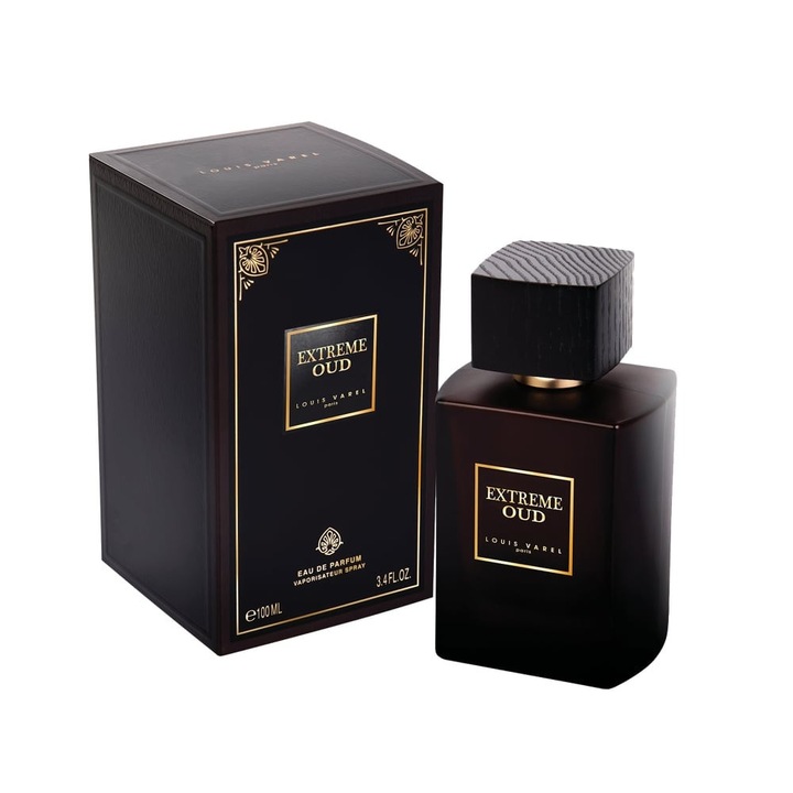 Set Apa de Parfum Extreme Oud, Louis Varel, Barbati, 100ml, cu mostra 2ml
